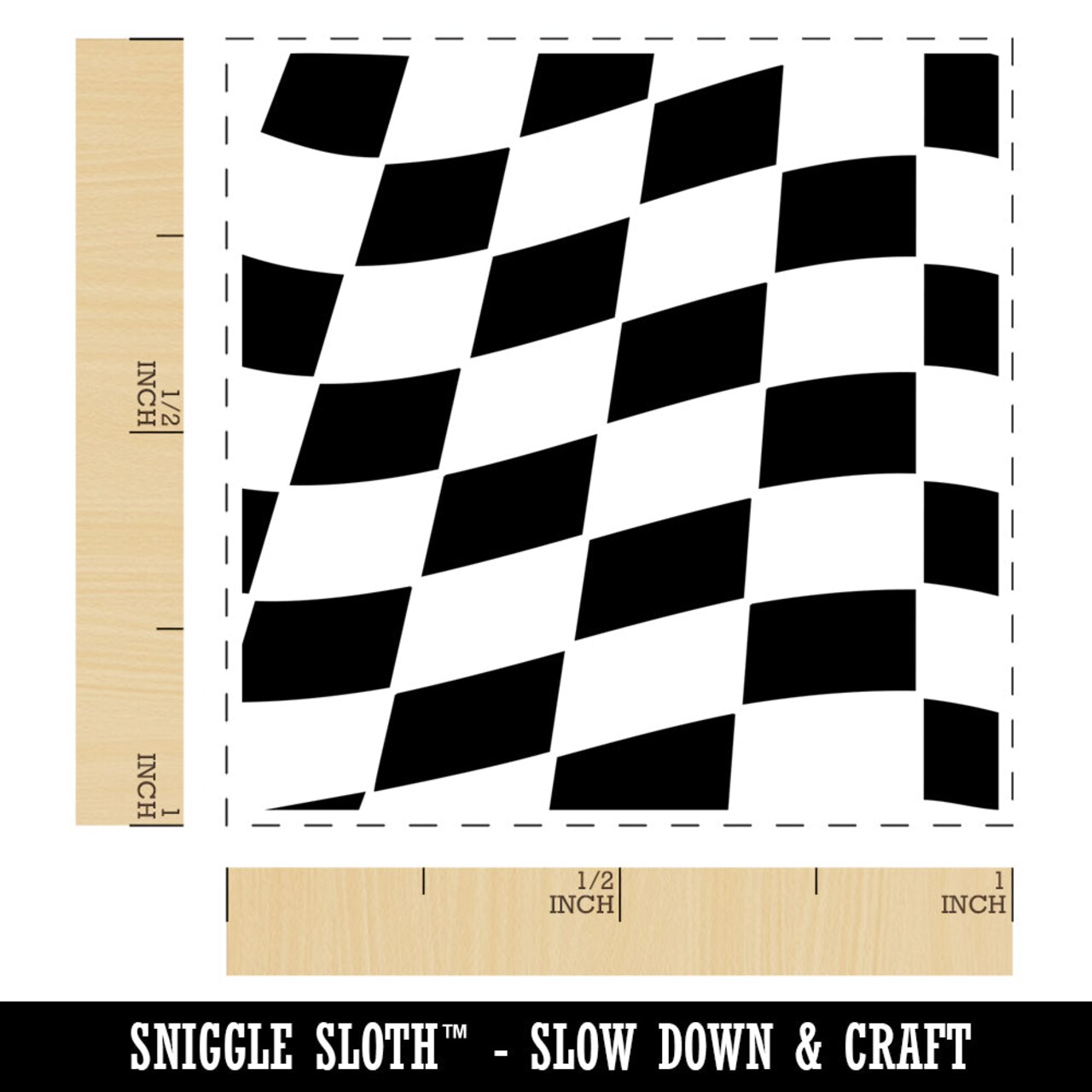 Waving Racing Checkered Flag Pattern Self-Inking Rubber Stamp Ink Stamper